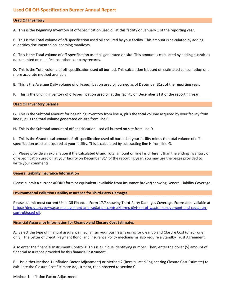 Used Oil Annual Report - Utah, Page 18