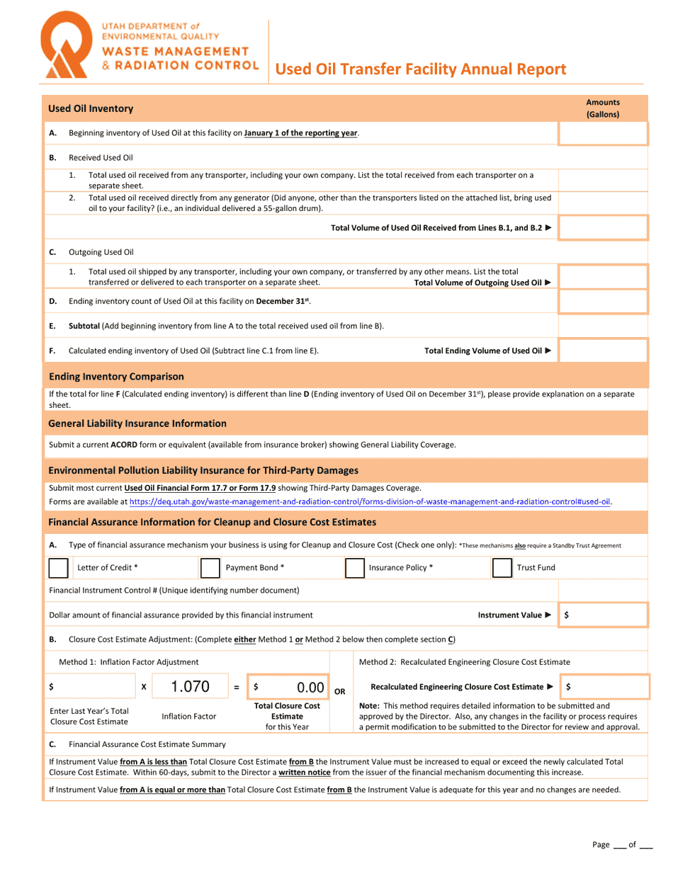 Used Oil Annual Report - Utah, Page 3