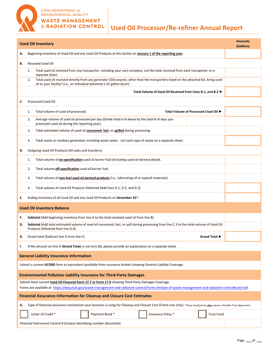 Used Oil Annual Report - Utah, Page 4