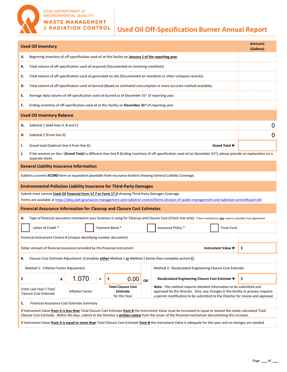 Used Oil Annual Report - Utah, Page 6