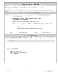 Exhibit C-P Application and Permit for Vehicle for Hire - Vehicle - City of Chico, California, Page 2