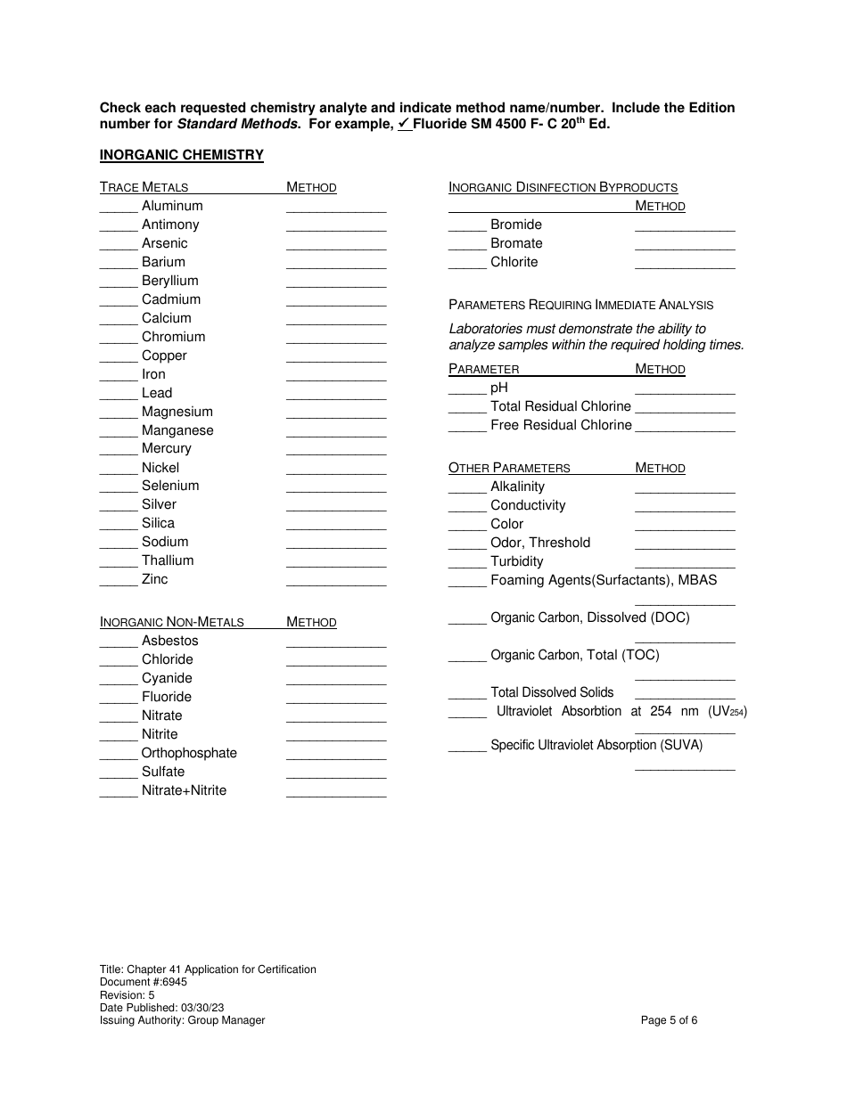 Form 6945 Application for Virginia Certification Safe Drinking Water Program - Virginia, Page 5