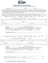 Document preview: Company Officers Self Inspection Program - Delaware