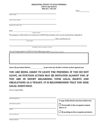 Document preview: Requesting Tenant to Leave Premises (Three-Day Notice) - City of Toledo, Ohio