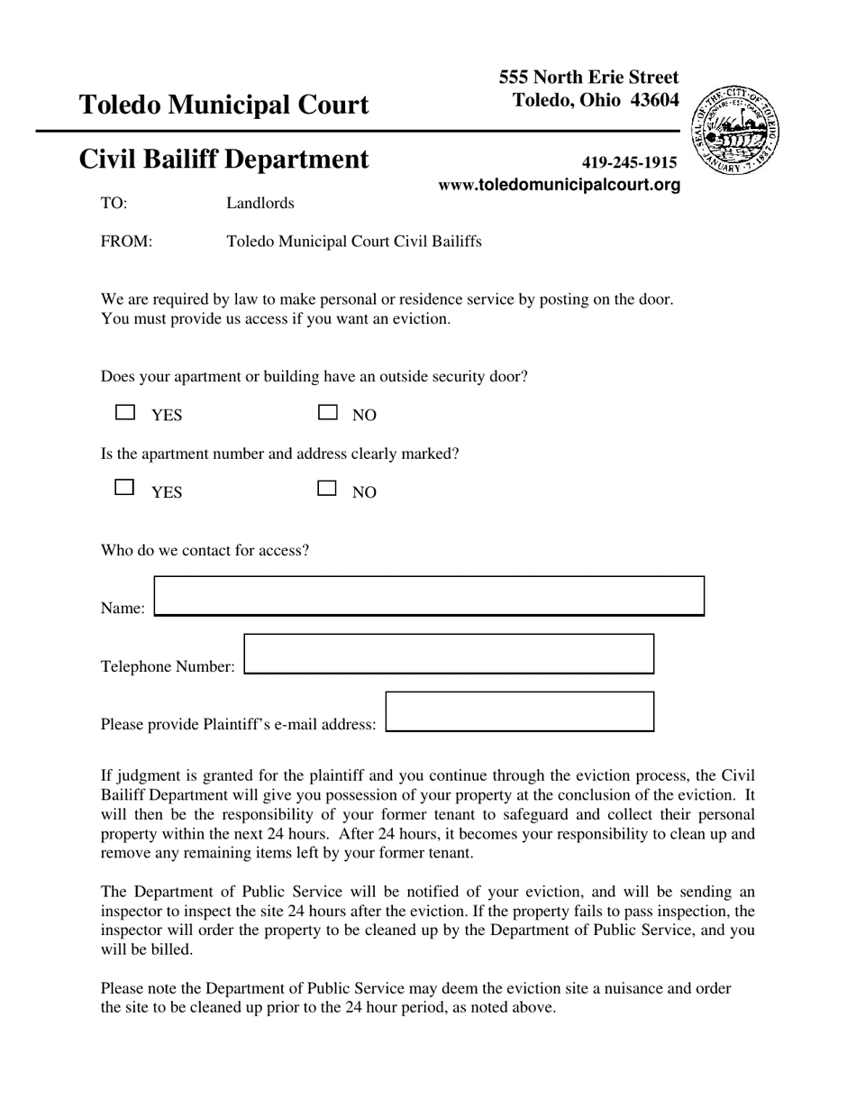 City of Toledo, Ohio Landlord Packet Fill Out, Sign Online and