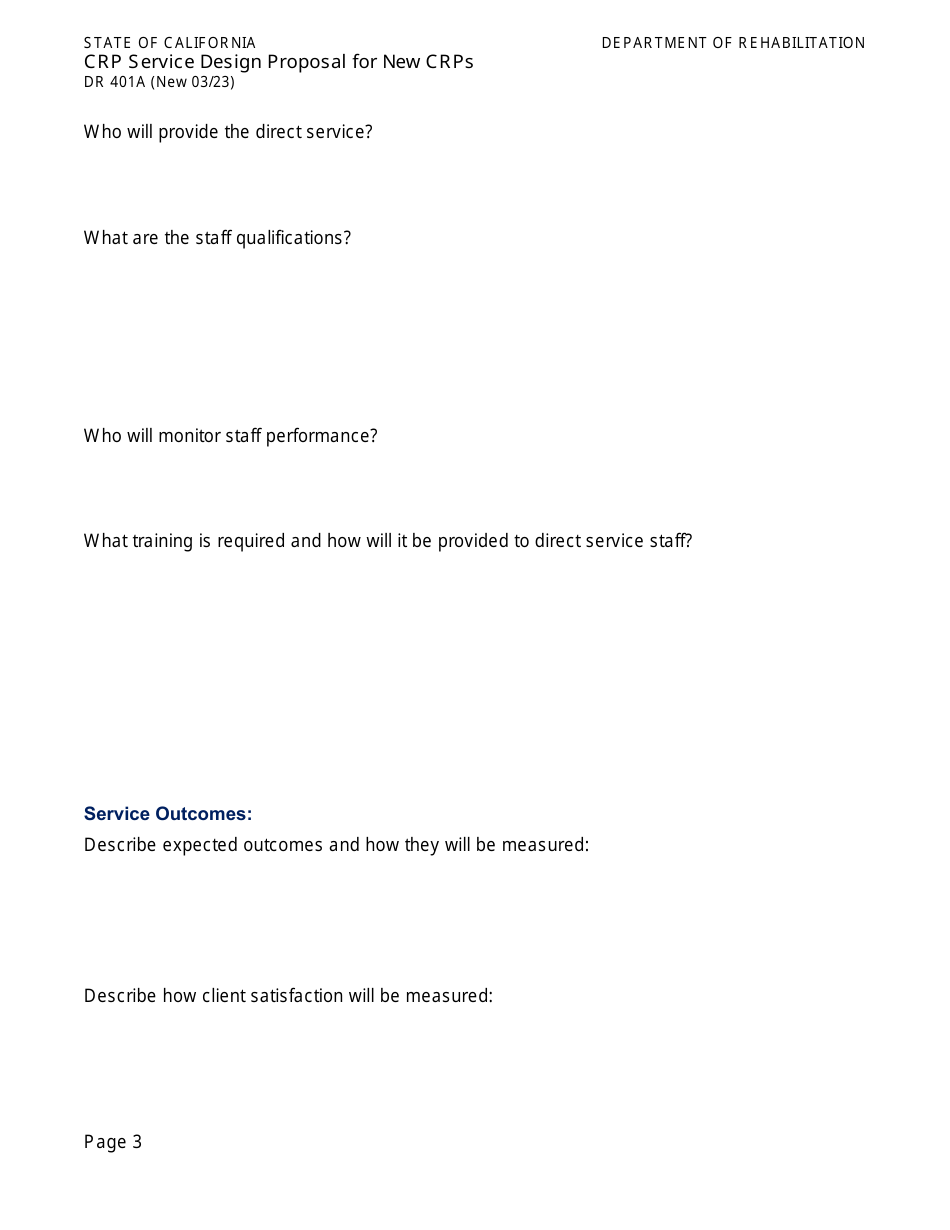 Form DR401A Crp Service Design Proposal for New Crps - California, Page 3