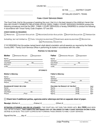 Document preview: Form SSO-2016 Family Court Services Order - Dallas County, Texas