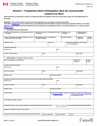 Forme IMM5911 Appendice 1 Programme Pilote D&#039;immigration Dans Les Communautes Rurales Et Du Nord - Canada (French)