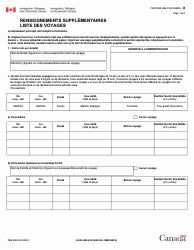 Forme IMM5562 Renseignements Supplementaires - Liste DES Voyages - Canada (French)