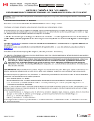 Forme IMM5987 Liste De Controle DES Documents - Programme Pilote D&#039;immigration Dans Les Communautes Rurales Et Du Nord - Canada (French)