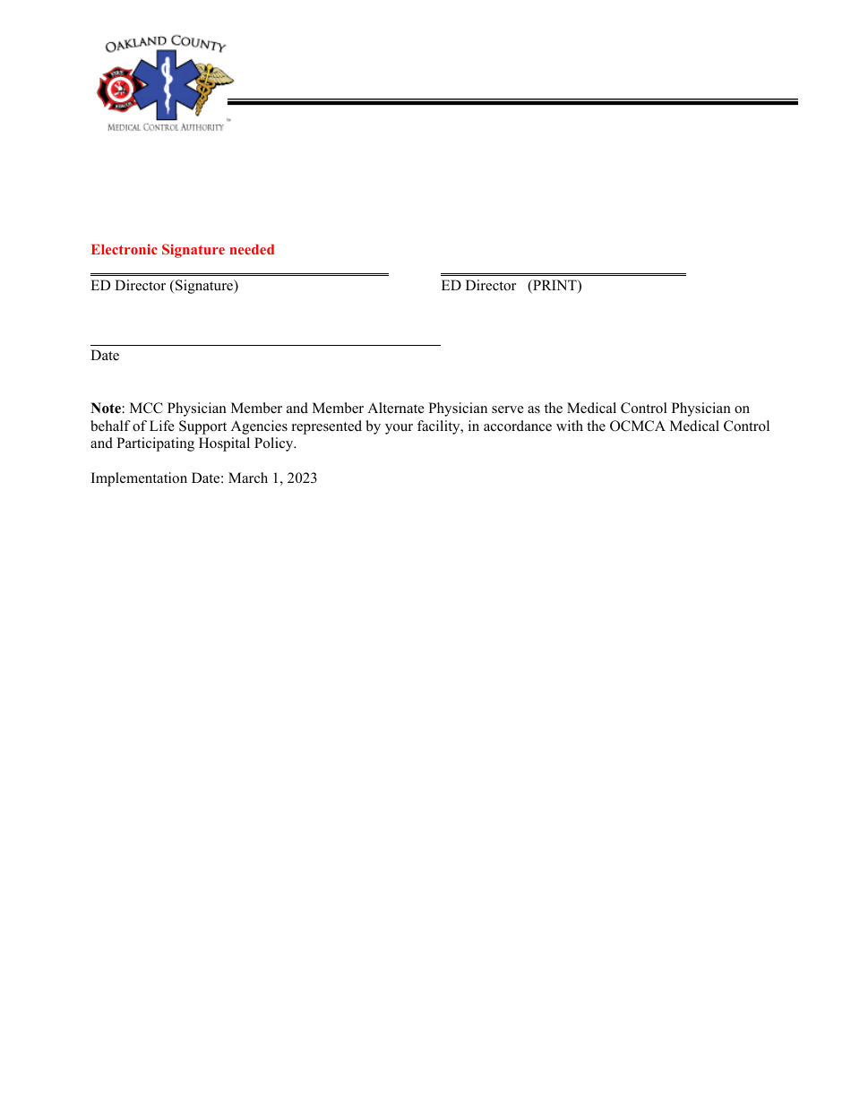 Medical Control Hospital Letter of Compliance - Oakland County, Michigan, Page 5