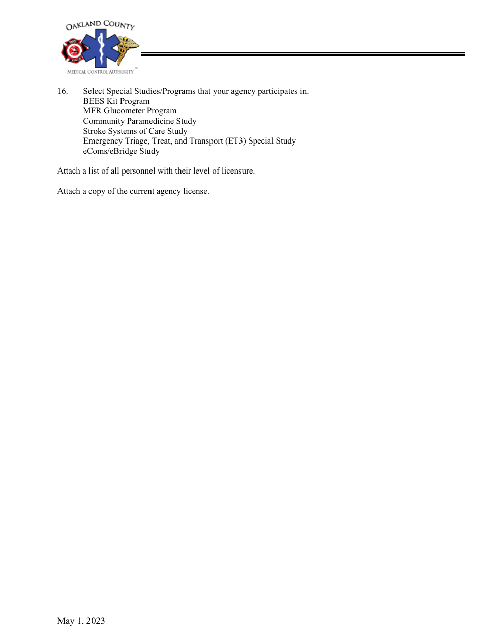 Life Support Agency Letter of Compliance 8-1.1 - Oakland County, Michigan, Page 4