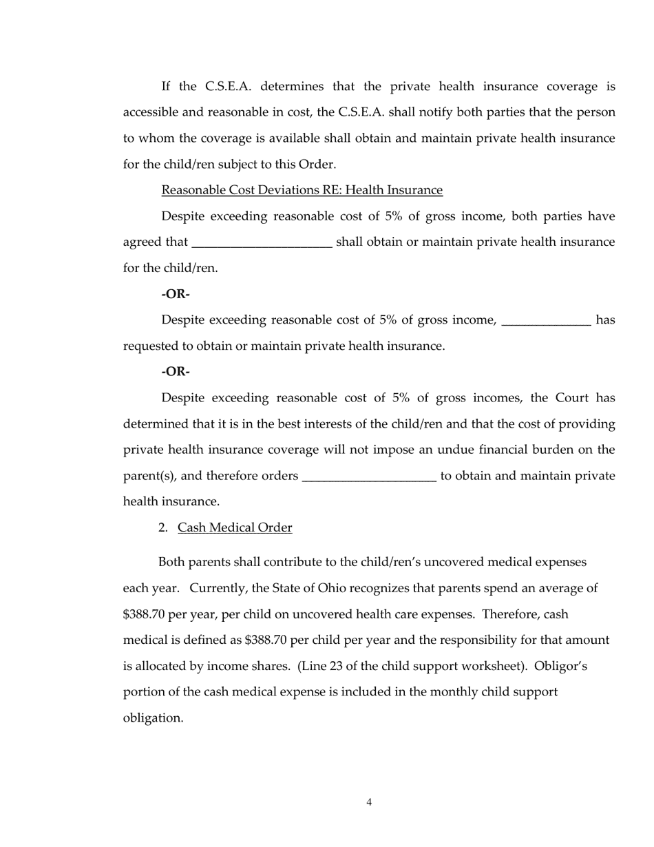Child Support Order - Warren County, Ohio, Page 4