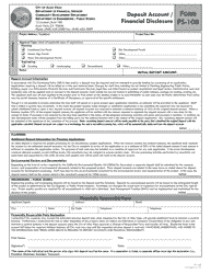 Document preview: Form FS-100 Deposit Account/Financial Disclosure - City of Aliso Viejo, California