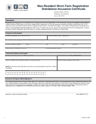 Document preview: Form REG130 Non-resident Short-Term Registration Standalone Insurance Certificate - Massachusetts
