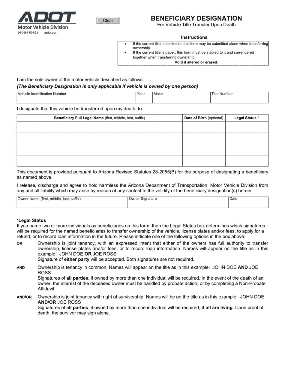 form-96-0561-download-fillable-pdf-or-fill-online-beneficiary-designation-for-vehicle-title