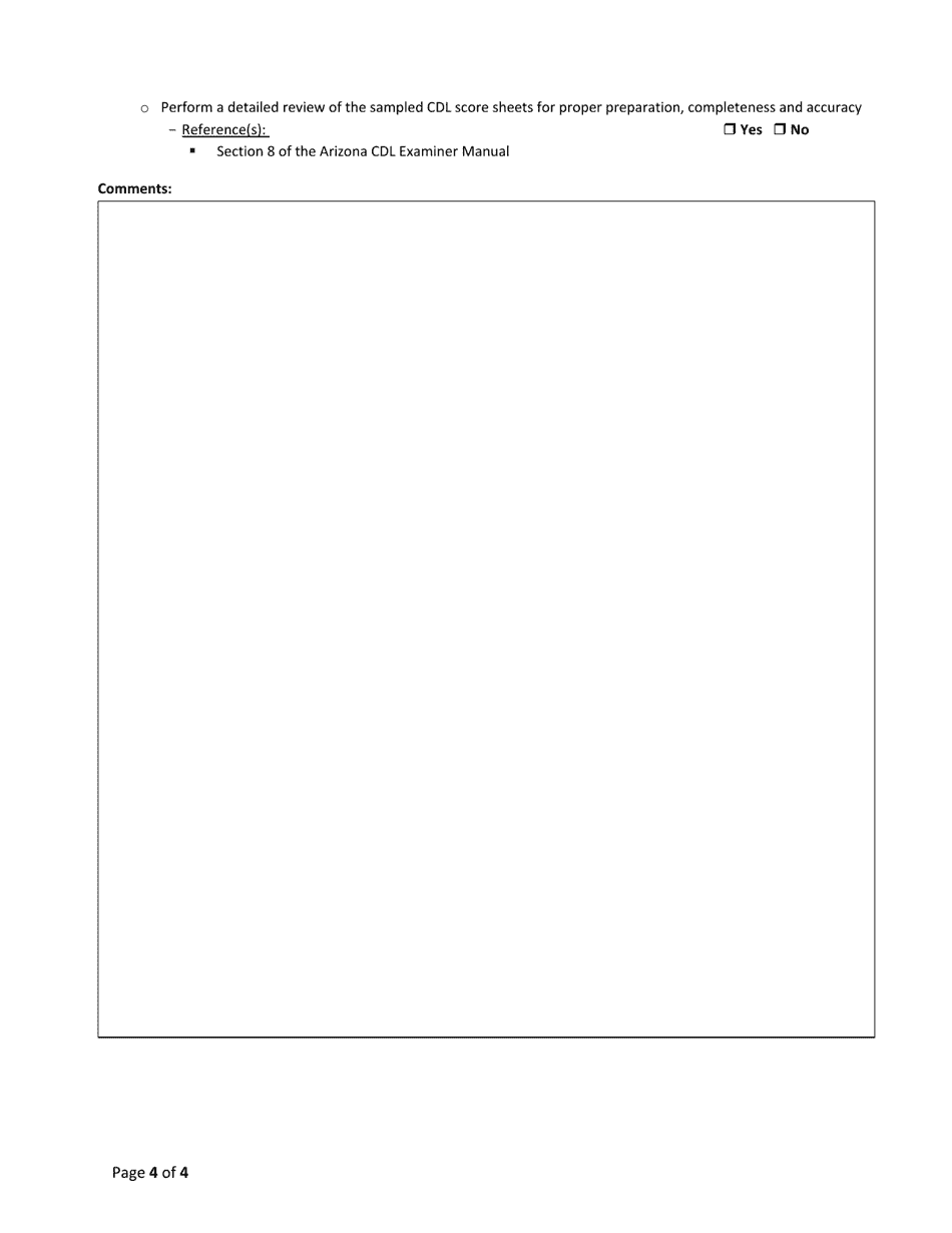 Form 34-6003 Mvd Compliance Program Cdle Provider Inspection Checklist - Arizona, Page 4