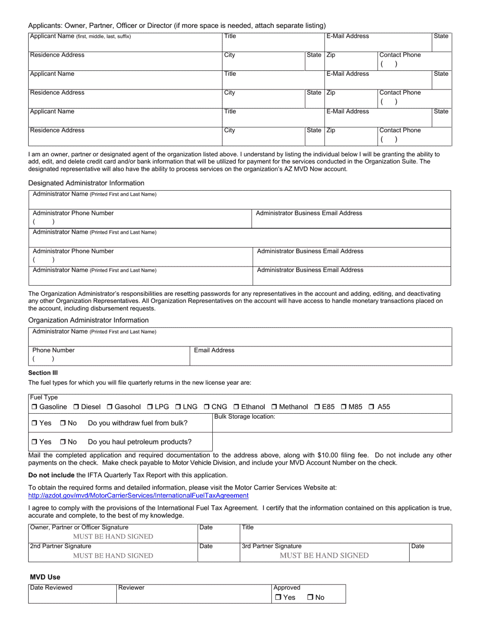 Form 96-0430 Ifta / Irp Account Changes Application - Arizona, Page 2