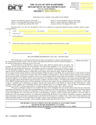 Document preview: Excavation Permit (Short Form) - New Hampshire