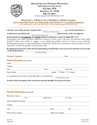 Form OUT-004 Resident Disabled Application for Lifetime License - Virginia, Page 3