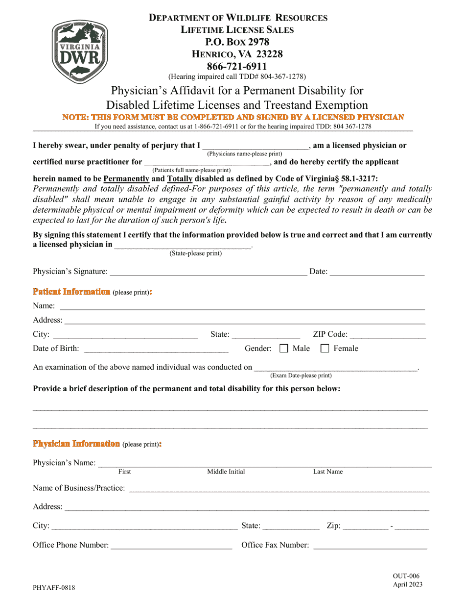 Form OUT006 Fill Out, Sign Online and Download Printable PDF