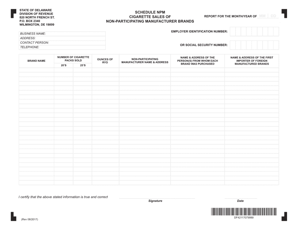 Form TP-1 Wholesale Dealers Monthly Report of Other Tobacco Products - Delaware, Page 7