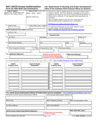 Document preview: Form HUD-27054A Loccs Access Authorization Form for Hud Staff and Contractor