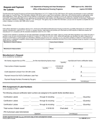 Document preview: Form HUD-301 Request and Payment for Labels