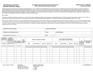Document preview: Form HUD-302 Hud Manufactured Home Monthly Production Report