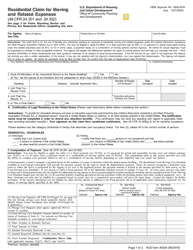Document preview: Form HUD-40054 Residential Claim for Moving and Related Expenses