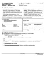 Document preview: Form HUD-92800.5B Conditional Commitment Direct Endorsement Statement of Appraised Value