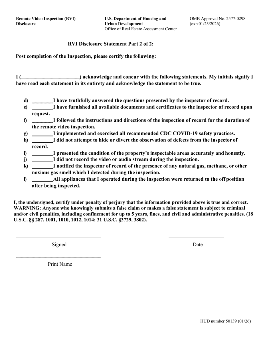 Form HUD-50139 Remote Video Inspection (Rvi) Disclosure, Page 3