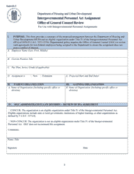 Document preview: Form HUD-734 Appendix E Intergovernmental Personnel Act Assignment (Office of General Counsel Ethics Review)