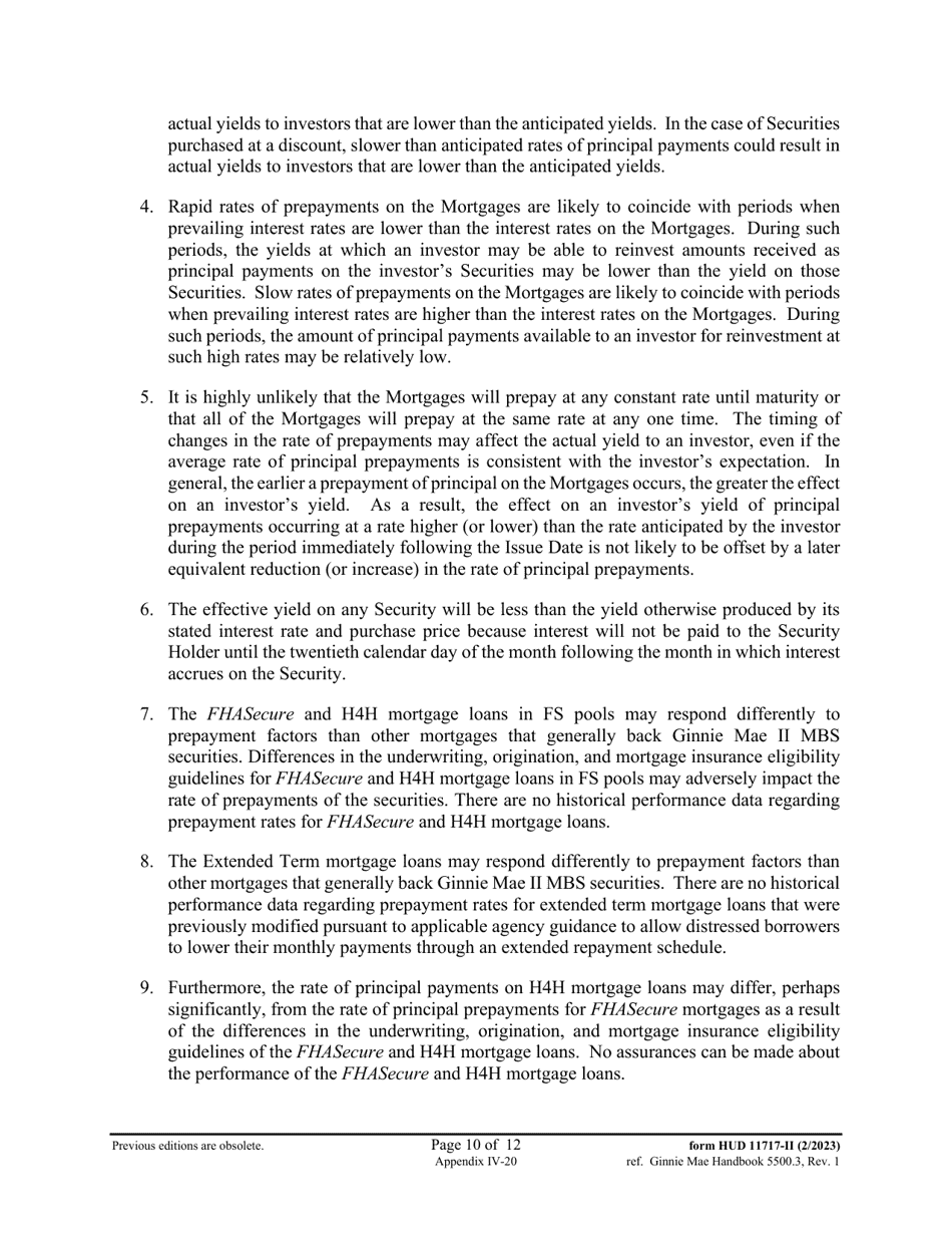 Form HUD-11717-II Appendix IV-20 Prospectus Ginnie Mae II Single-Family Mortgages, Page 10