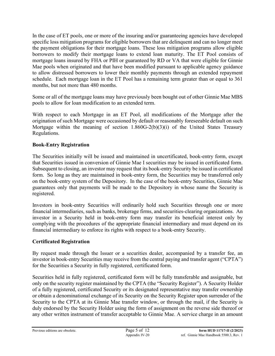 Form HUD-11717-II Appendix IV-20 Prospectus Ginnie Mae II Single-Family Mortgages, Page 5