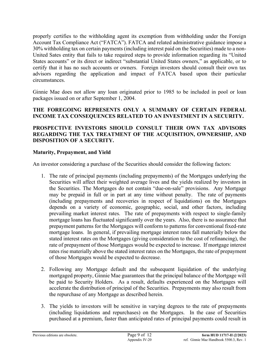 Form HUD-11717-II Appendix IV-20 Prospectus Ginnie Mae II Single-Family Mortgages, Page 9