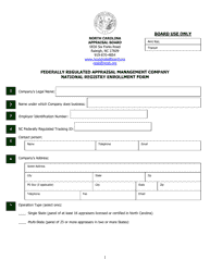 Document preview: Federally Regulated Appraisal Management Company National Registry Enrollment Form - North Carolina