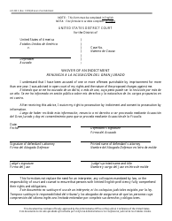 Document preview: Form AO455 S Waiver of an Indictment - New York (English/Spanish)