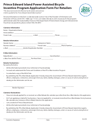 Document preview: Form DG-999 Application Form for Retailers - Prince Edward Island Power Assisted Bicycle Incentive Program - Prince Edward Island, Canada