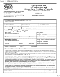Document preview: Application for New Life and Accident and Sickness Agent Certificate of Authority - Prince Edward Island, Canada