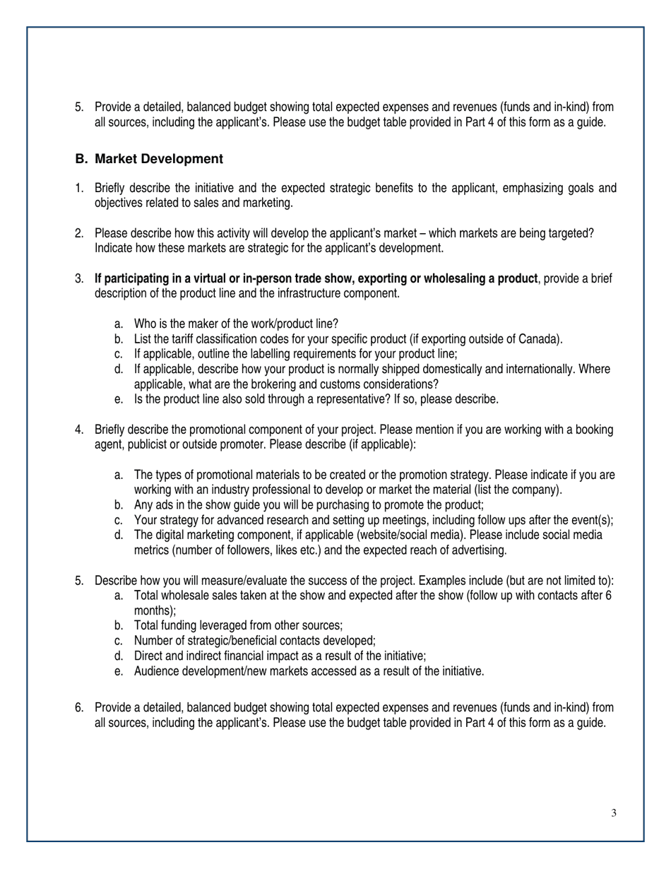 Fine Craft Industry Development Application - New Brunswick, Canada, Page 3