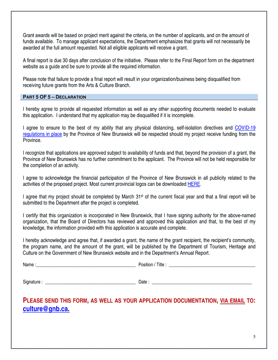 Fine Craft Industry Development Application - New Brunswick, Canada, Page 5