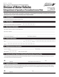 Document preview: Form DMV-45-TR Relinquishment of Specialty or Personalized License Plate - West Virginia