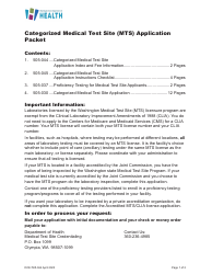 Document preview: DOH Form 505-030 Categorized Medical Test Site License Application - Washington