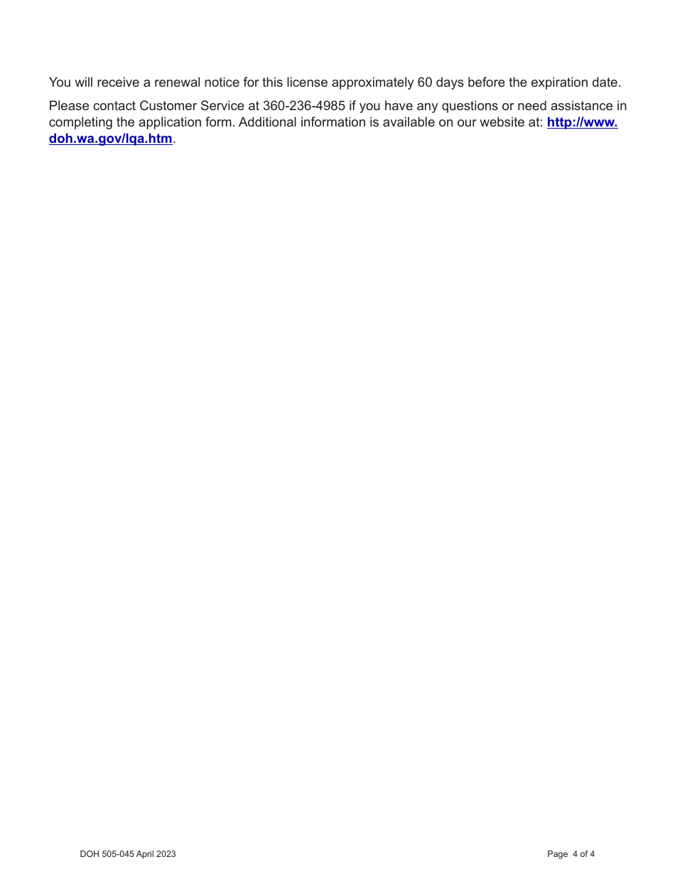 DOH Form 505-030 Categorized Medical Test Site License Application - Washington, Page 6