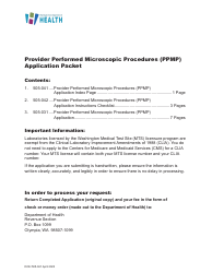 DOH Form 505-031 Provider Performed Microscopic Procedures (Ppmp) Medical Test Site License Application - Washington