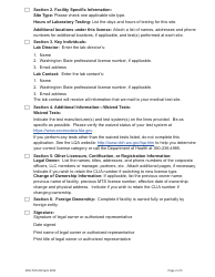 DOH Form 505-026 Certificate of Waiver Medical Test Site License Application - Washington, Page 4
