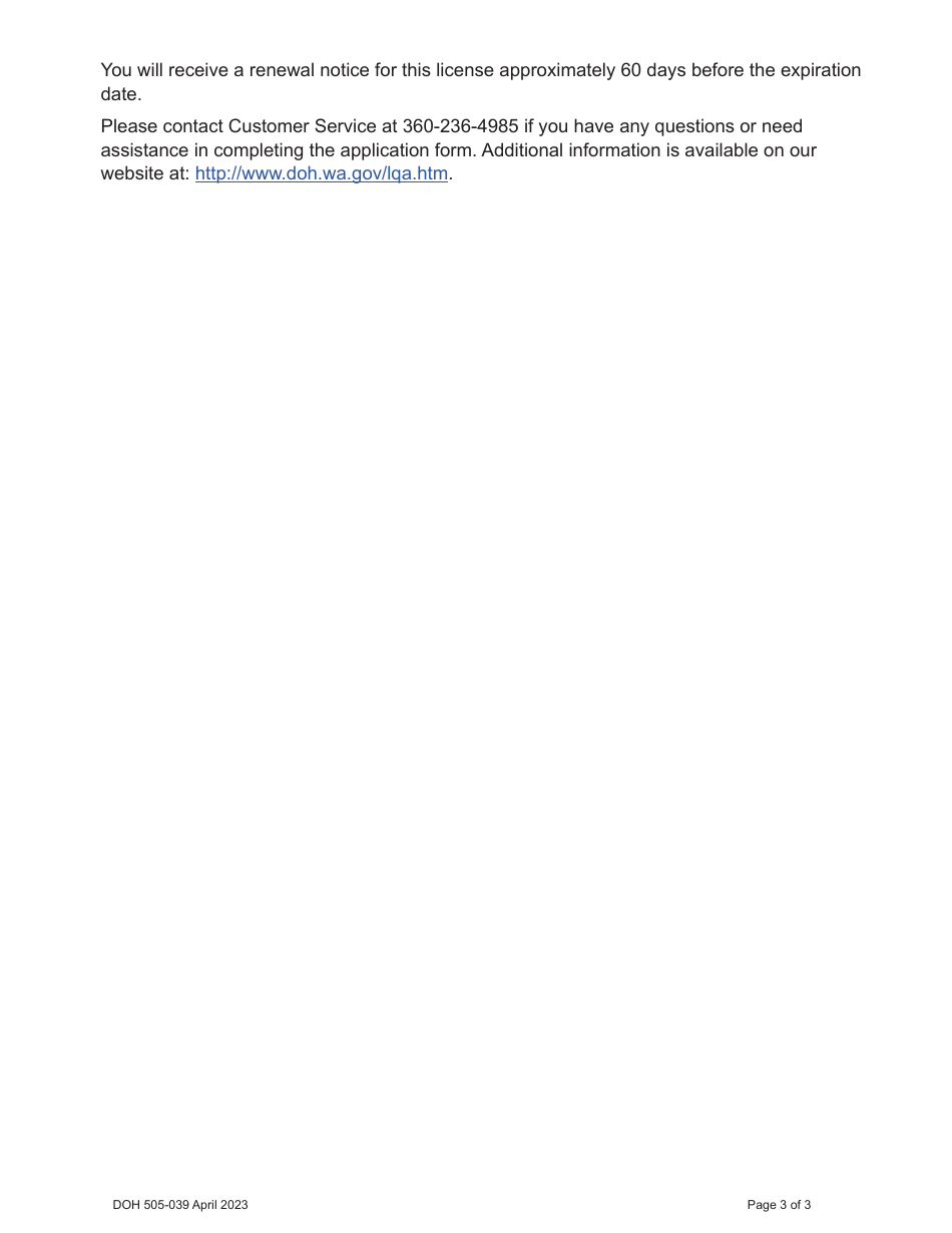 DOH Form 505-026 Certificate of Waiver Medical Test Site License Application - Washington, Page 5