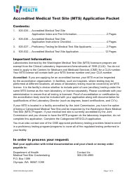 Document preview: DOH Form 505-032 Accredited Medical Test Site License Application - Washington