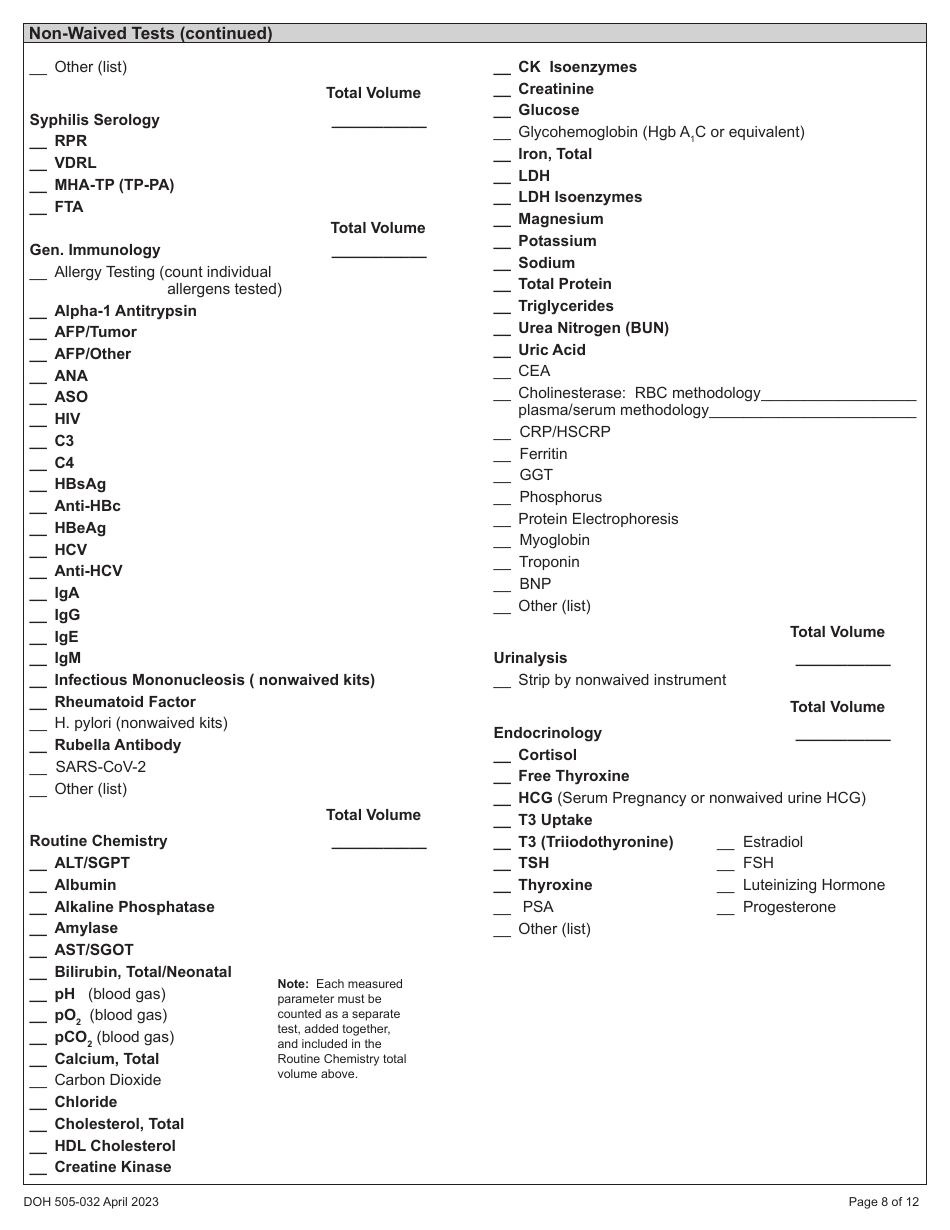 DOH Form 505-032 Accredited Medical Test Site License Application - Washington, Page 16